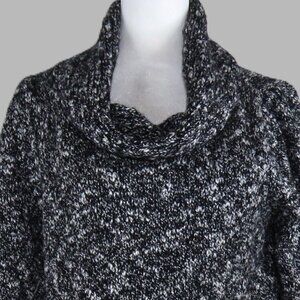 Croft & Borrow Women's Black & White Long-Sleeve Cowl Neck Sweater Size M (C2000